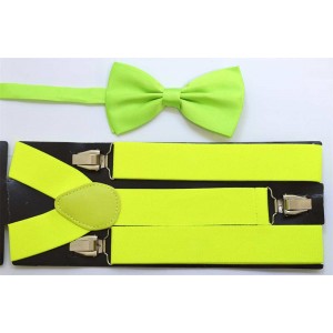 Set papion verde si bretele verzi S019